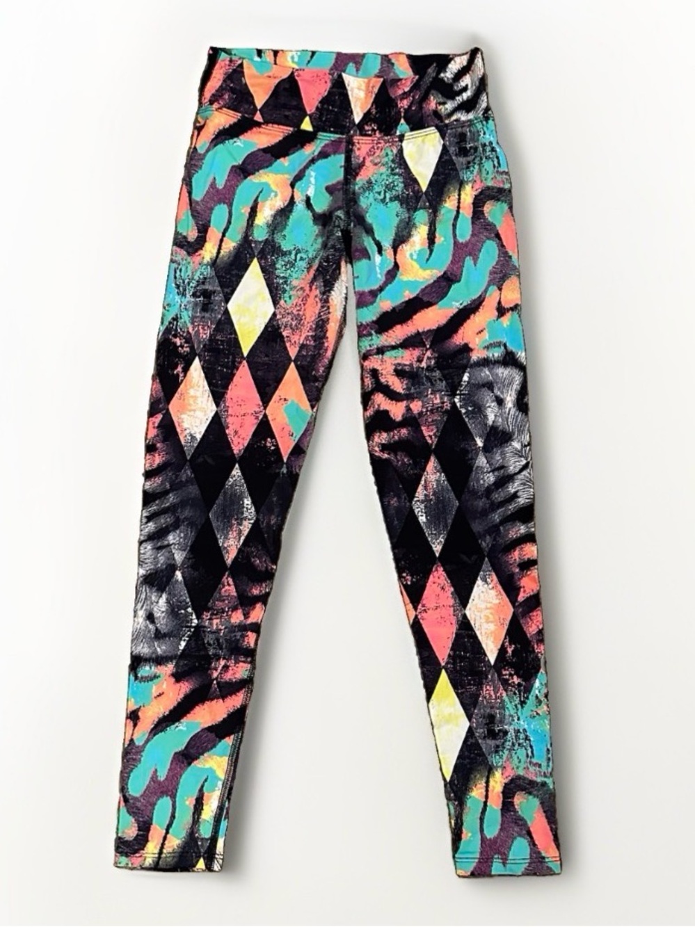 Dona Jo Fitwear Wild Tiger Harlequin Print Leggings Pants Festival Brazil Sz 1
